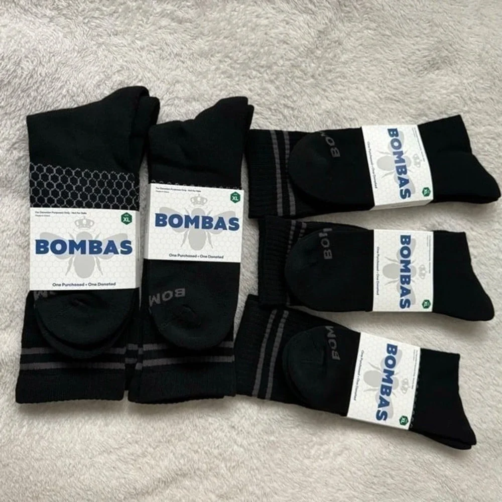 Bombas calf socks mens size XL Black Honeycomb stay up antimicrobial treatment